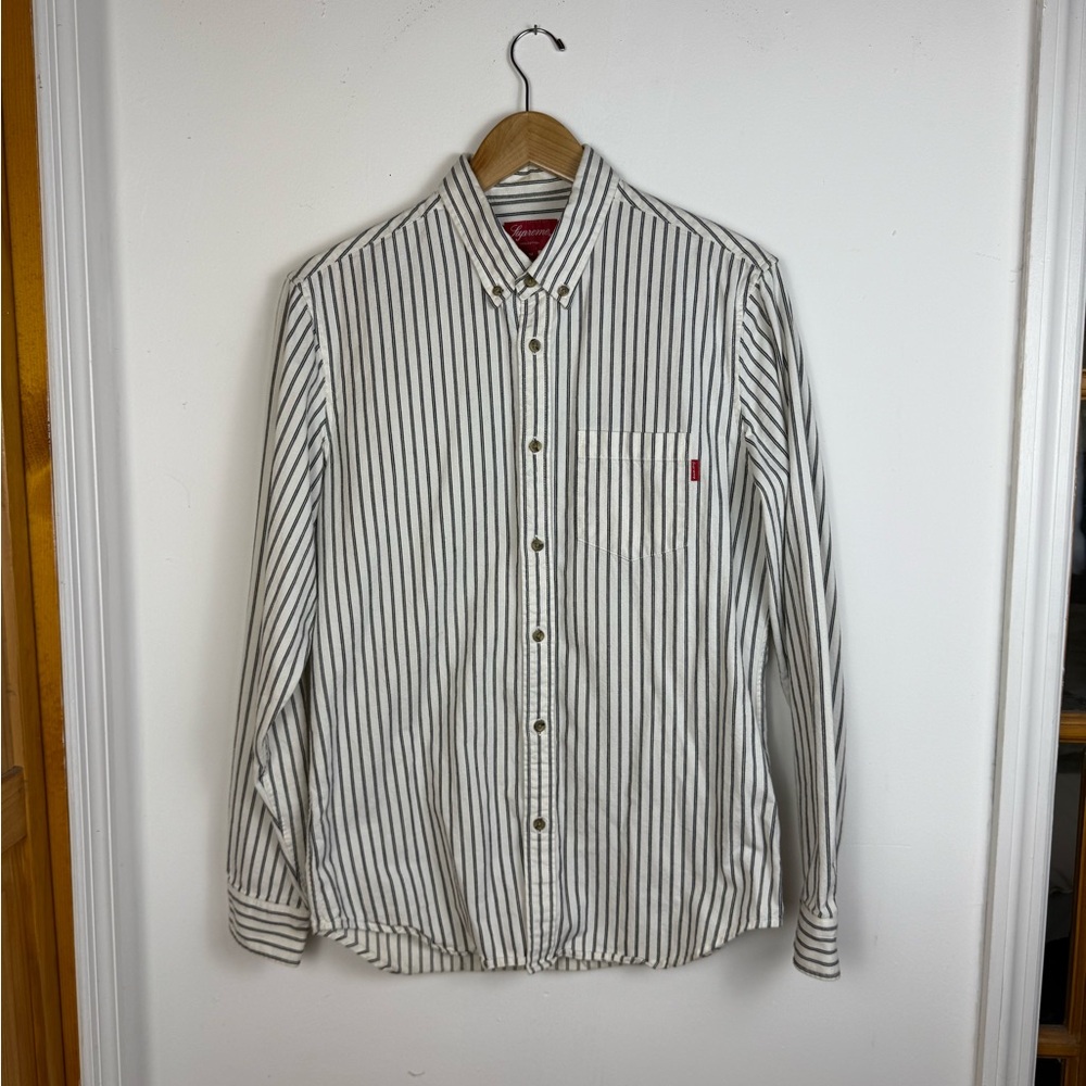 Supreme Black and White Casual Button Down Shirt